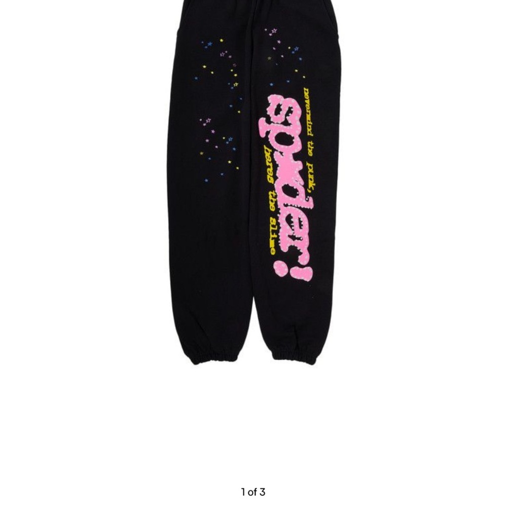 Black Joggers with Graphic Design and Ribbed Cuffs